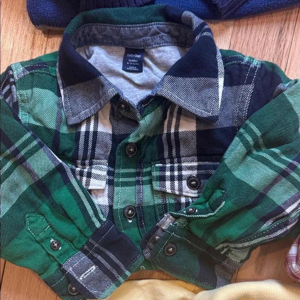 Bundle of Tops & PJ Set Green, Yellow, Plaid children’s place Gap Old Navy baby